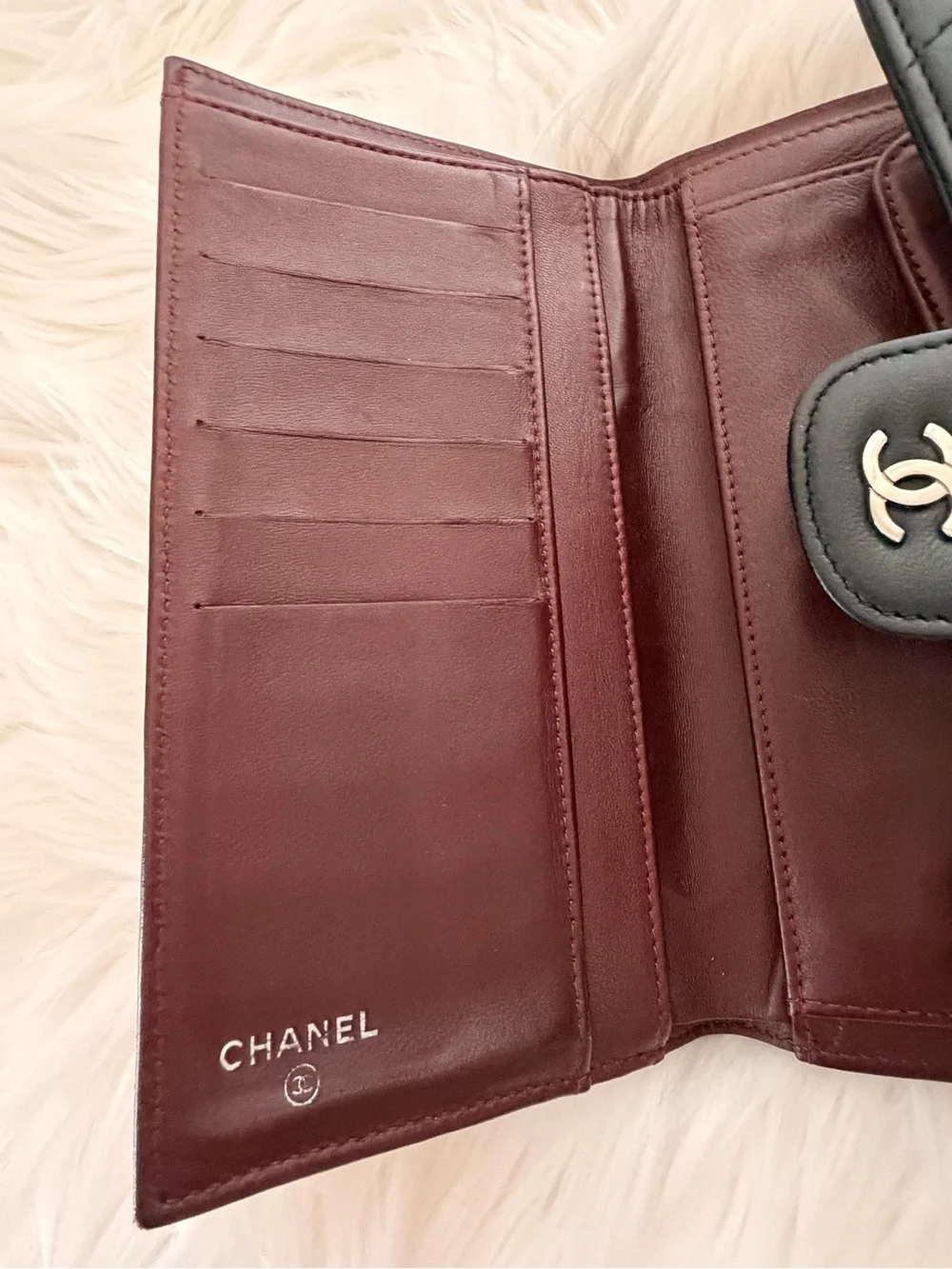 Authentic CHANEL Black Quilted Leather Lambskin Wallet - Excellent Condition